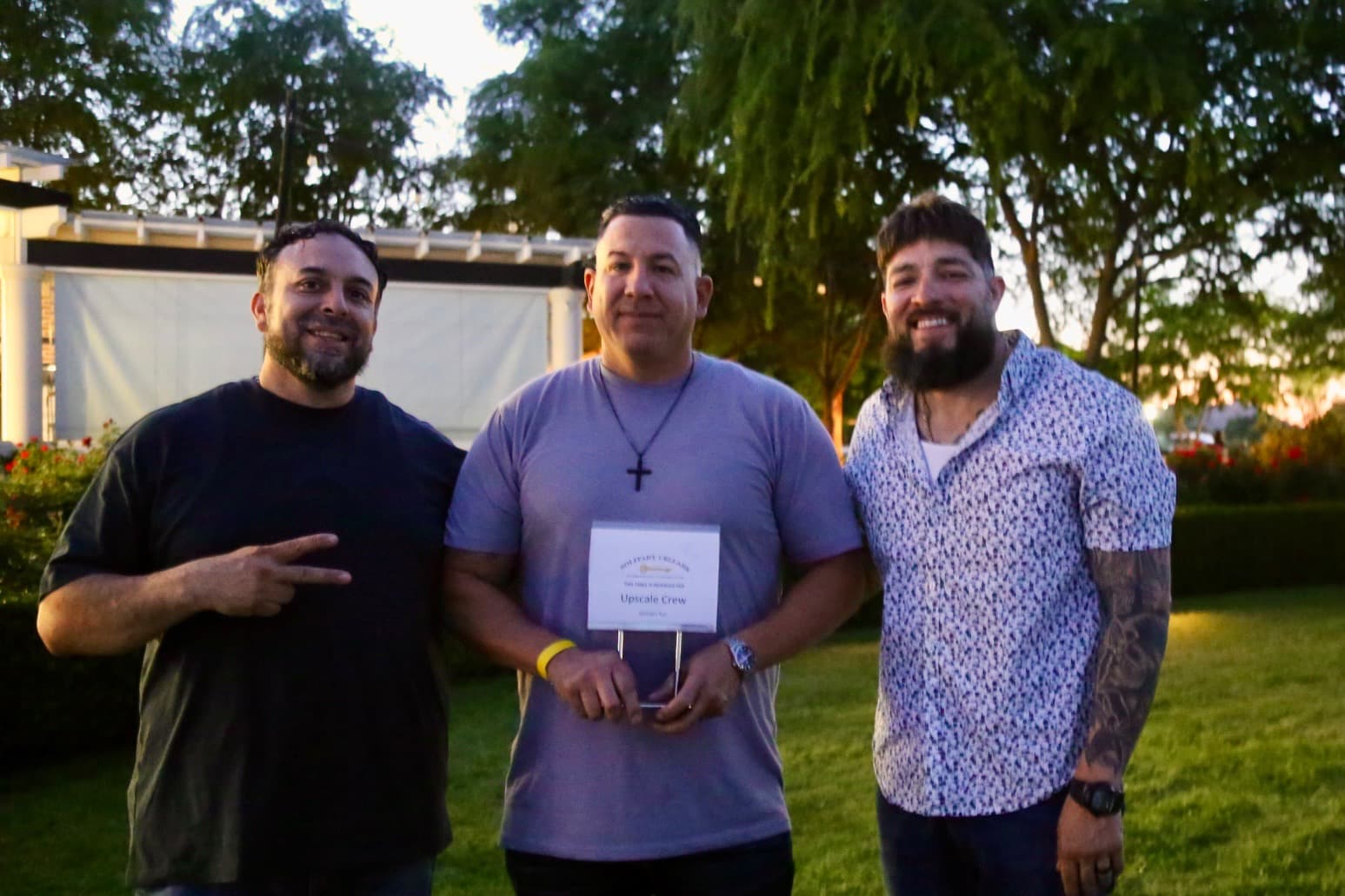 Upscale Outhouse founders at a winery event